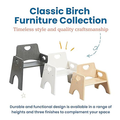 ECR4Kids Stackable Wooden Toddler Chair, 8in, Kids Furniture, Grey Wash, 2-Pack