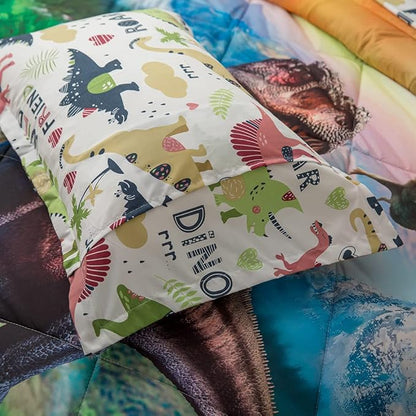 ADASMILE A & S Dinosaur Comforter Set Twin for Boys Dinosaur Twin Bedding Set for Kids 6 Pieces Dinosaur Comforter Set with Sheets Bed in A Bag T-Rex Dinosaur Comforter and Sheets Set for Home Decor