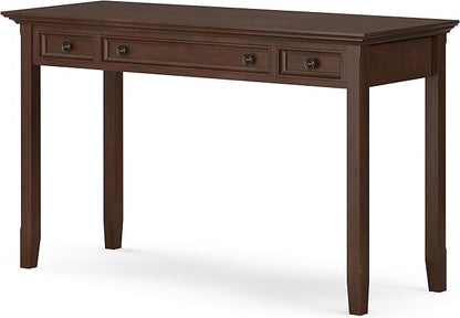 SIMPLIHOME Amherst SOLID WOOD Transitional 54 Inch Wide Desk in Russet Brown, For the Office Desk, Writing Table, Workstation and Study Table