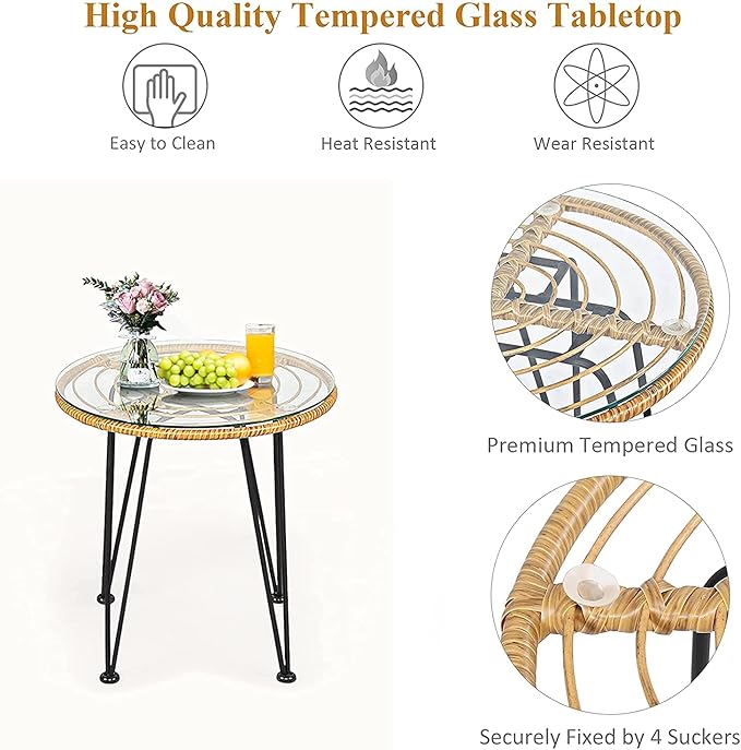 Bistro Table and Chairs Set of 2, OneSize, Pale Brown