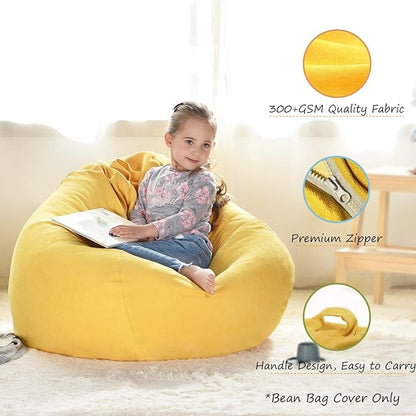 YuppieLife Stuffed Animals Bean Bag Chair Cover Candy-Colored Bean Bag（Just Cover, No filling）/Large Stuff 'n Sit Organization/Toy Storage Bag/Kids Toys Organizer（38'',Ginger）