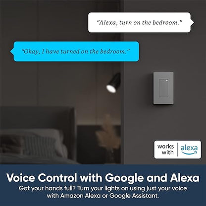 Wyze Switch, 2.4 GHz WiFi Smart Light Switch, Single-Pole, Needs Neutral Wire, Compatible with Alexa, Google Assistant, and IFTTT, No Hub Required, 1-Pack, White
