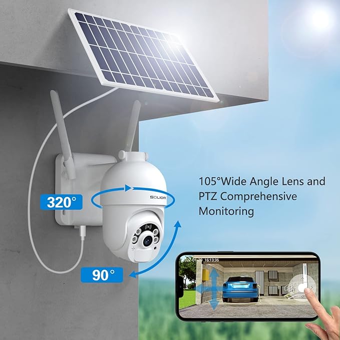 SOLIOM S800C-4G LTE Cellular Security Camera Outdoor,Pan Tilt 360° View 1080p Wireless Solar Powered, Spotlight Color Night Vision, 2 Way Talk,PIR Motion Detection