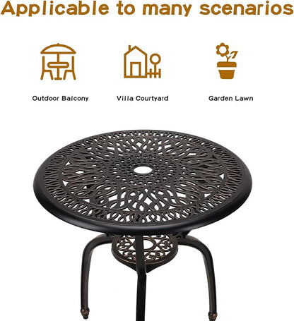 3-Piece Patio Bistro Furniture Set Cast-Aluminum Bistro Table Set for Lawn,Garden,Backyard (YILI Copper)