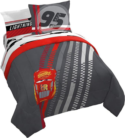 Jay Franco Disney Pixar Cars Race Ready 7 Piece Queen Bed Set - includes Comforter & Sheet Set - Bedding Features Lightning McQueen - Super Soft Fade Resistant Microfiber
