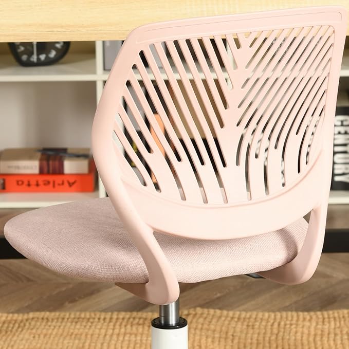 FurnitureR Writing Task Chair for Teens Boys Girls 360 Rolling Wheels Fabric Soft Pad Seat Breathable Backrest, Height Adjustable Liftup 29.5"-34.3", Morandi Pink