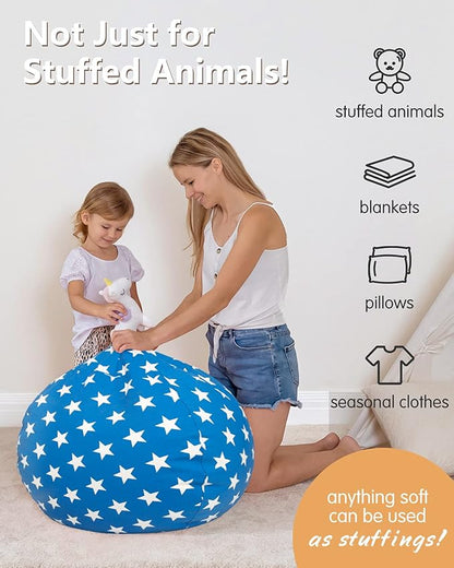 Aubliss Stuffed Animal Bean Bag Storage Chair (Blue Star, Large (38''))