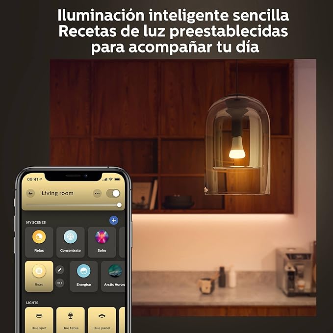 Philips Hue Smart 100W A21 LED Bulb - White Ambiance Warm-to-Cool White Light - 1 Pack - 1600LM & Smart 75W A19 LED Bulb - White and Color Ambiance Color-Changing Light - 1 Pack