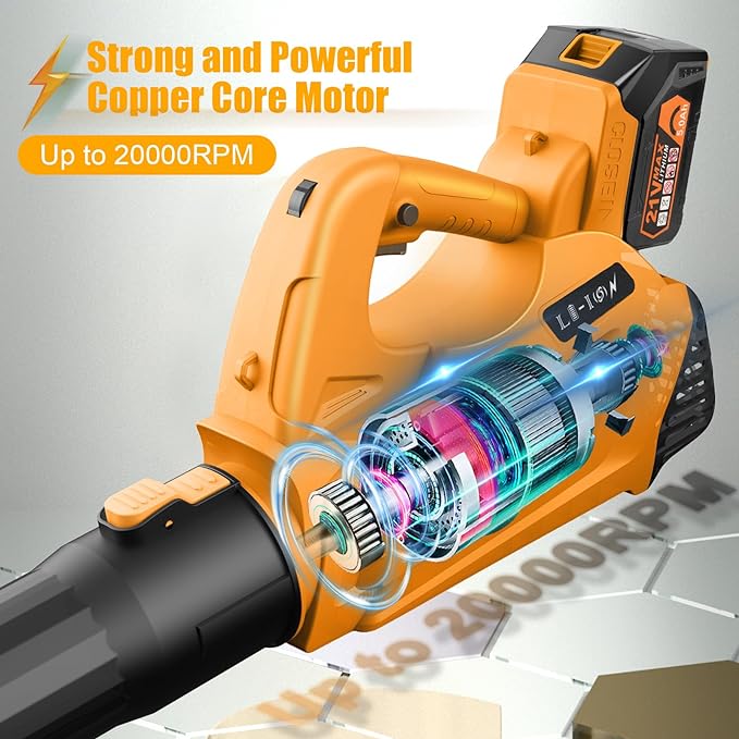 Leaf Blower - 320CFM 180MPH 21V Leaf Blower Cordless with 2 X 5.0 Ah Battery & Charger, Electric Leaf Blower Battery Powered Leaf Blower Lightweight for Snow Blowing & Lawn Care Yard Cleaning