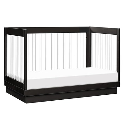 Babyletto Harlow Acrylic 3-in-1 Convertible Crib with Toddler Bed Conversion Kit in Black with Acrylic Slats, Greenguard Gold Certified
