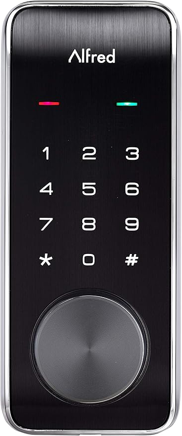 Alfred DB2-B Smart Door Lock Deadbolt Touchscreen Keypad, Pin Code + Key Entry + Bluetooth, Up to 20 Pin Codes (Chrome)