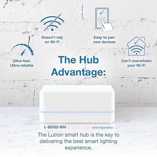 Lutron Caseta Original Smart Dimmer Switch ELV+ (Lutron Hub Required), 250W LED, Single-Pole/3-Way, Neutral Required, PD-5NE-IV, Ivory
