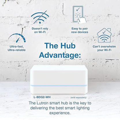 Lutron Caseta Original Smart Dimmer Switch ELV+ (Lutron Hub Required), 250W LED, Single-Pole/3-Way, Neutral Required, PD-5NE-IV, Ivory