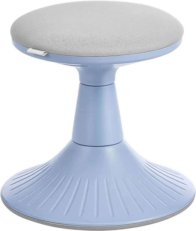 SONGMICS Kids Wobble Chair, Wiggle Stool for Kids Ages 5-8, Comfortable 60D Foam Seat, Breathable Fabric, Anti-Slip Base, 14.2-Inch High, Tool-Free Assembly, Pale Blue and Dove Gray UOSC009Q01