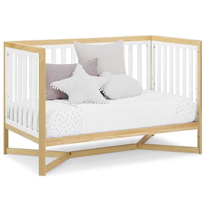 Delta Children Tribeca 4-in-1 Baby Convertible Crib, Bianca White/Natural
