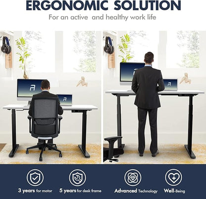 AIMEZ0 Dual Motor Sit Stand Desk Adjustable Electric Standing Desk Frame with LCD Touch Screen Adjustable Height 27.4-45.6 inches for Home & Office Table Black