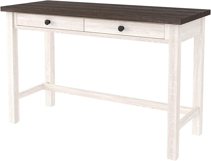 Signature Design by Ashley Dorrinson Modern Farmhouse 47" Home Office Desk with 2 Drawers, Whitewash & Dorrinson Square Modern Farmhouse End Table, Two Tone White & Brown
