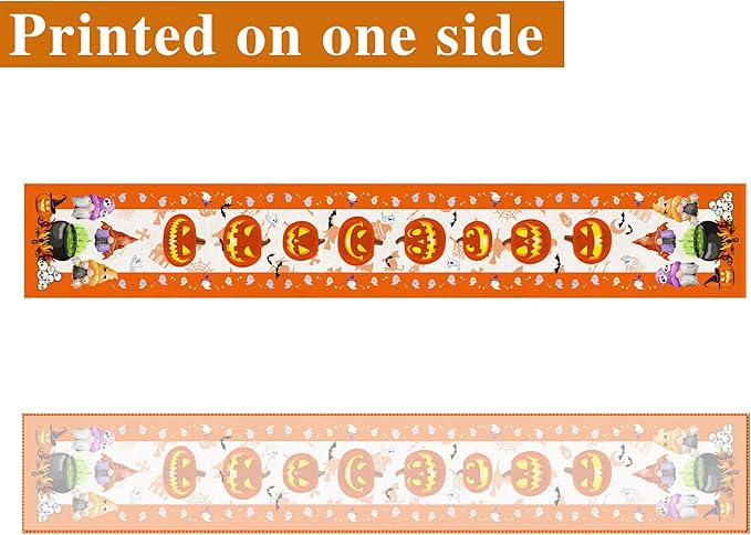Halloween Table Runner, Halloween Table Runner 90 Inches Long, Halloween Pumpkins Gnomes Runners for Table, Black Cat Spider Web Holiday Decor Burlap Runner Rug for Home Decorations Dining Room