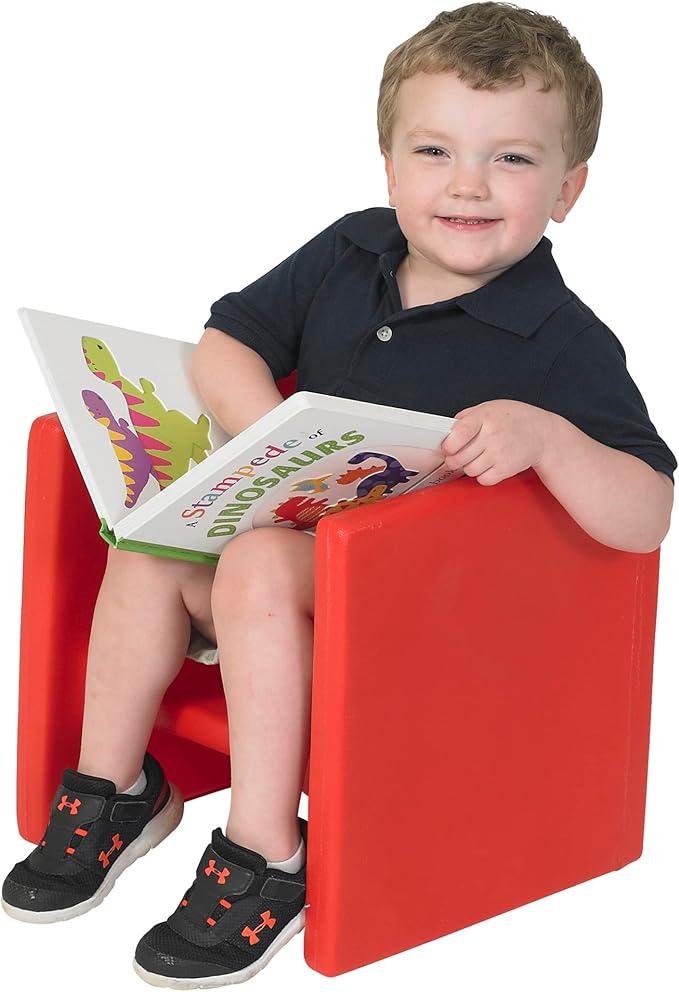 Children's Factory 3-in-1 Cube Chair for Kids, Flexible Seating Classroom Furniture, 1-Pack, Red