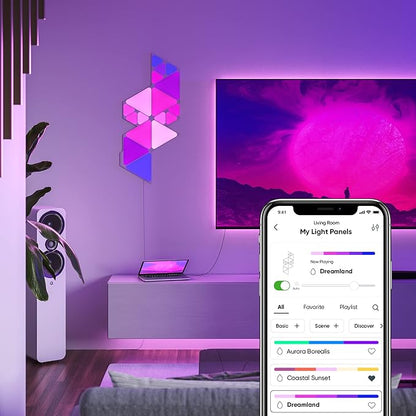 Nanoleaf Shapes Triangles and Mini Triangles WiFi and Thread Smart RGBW LED Dimmable Gaming and Home Decor Wall Lights Smarter Kit (17 Pack)