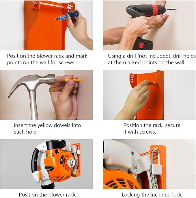 Blower Rack for Stihl BG-50,BG-56,BG-66,BG-86, Handheld Blower Holder Mount Rack