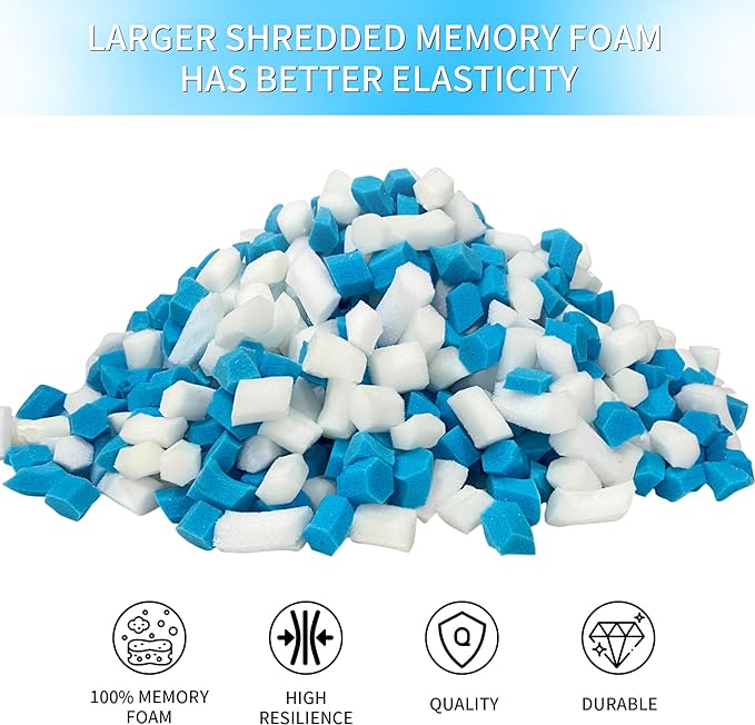 15 LBS Shredded Gel Memory Foam Filling, Comfortable and Soft Bean Bag Chair Filler, Memory Foam Stuffing for Cooling Pillow