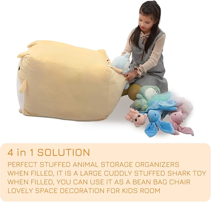Cute Dog Toy Organizers and Storage for Boys and Girls, Gifts for Kids Bedroom Decor, Stuffed Animal Storage Bean Bag Chair Large Size 22x24 Inch Velvet Extra Soft, Cover ONLY