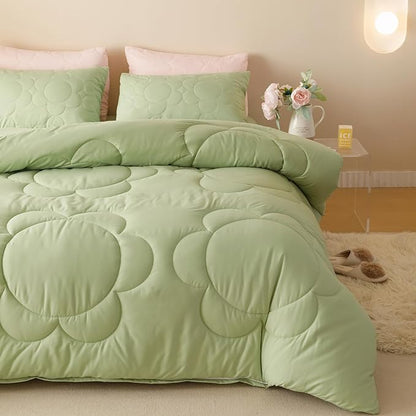Sage Flower Comforter California King Green Sunflower Print Bed Cal King Comforter Set 3 PCs Green Floral Comforter Set for Women Girls Bedroom Decor All Season Hotel Quality Comforter