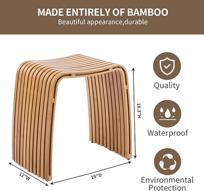 Bamboo Dining Stool Dining Chair Dressing Stool Shoe Stool Bathroom Stool Dining Room Bathroom Living Room Study Bedroom Durable and Beautifully Designed