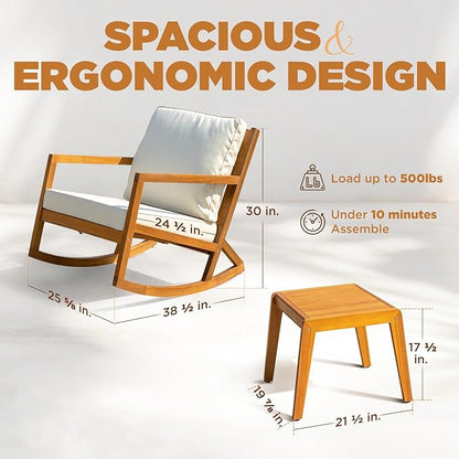 Solid Wood Louis Chairs Set of 2 with End Table, Onesize, Rocking Design
