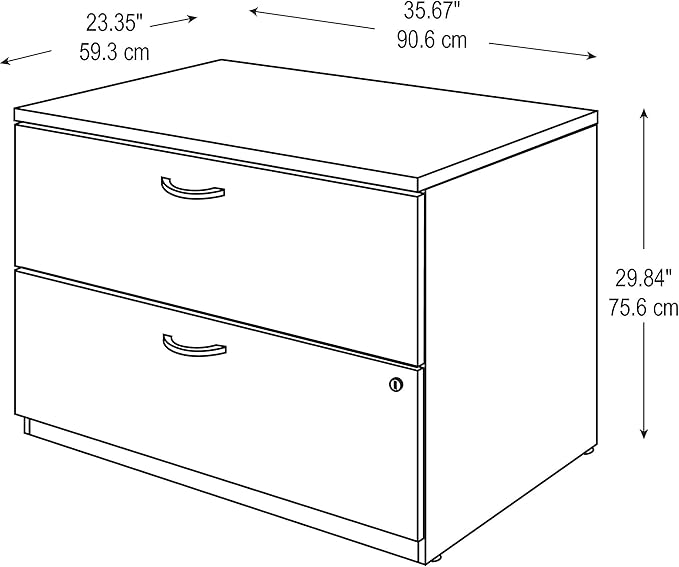 Bush Business Furniture Series C 2 Drawer Lateral File Cabinet, Locking Document Storage for Home or Professional Office, Hansen Cherry