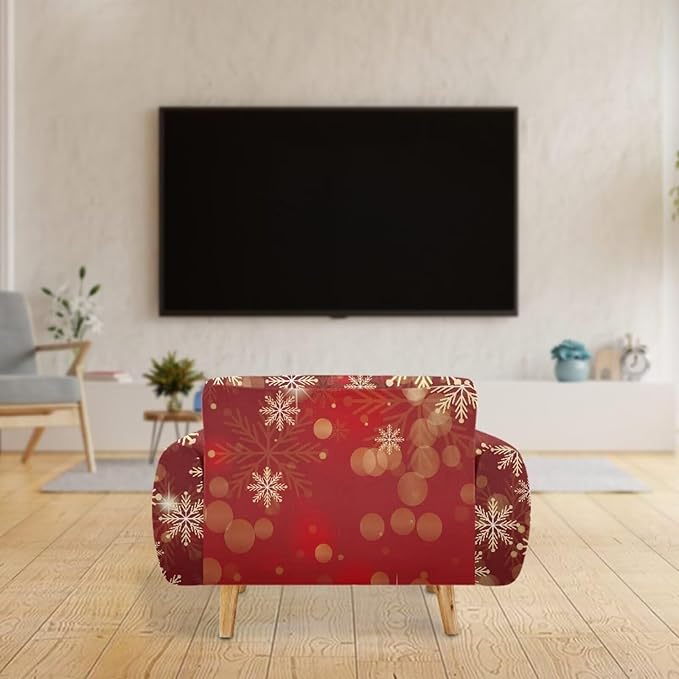 FKELYI Christmas Snow Sofa Slipcover Stretch Sofa Couch Cover for Living Room Non-Slip Furniture Protector Washable Sofa Slipcovers M