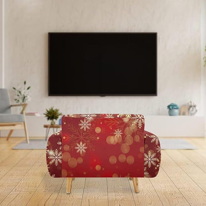 FKELYI Christmas Snow Sofa Slipcover Stretch Sofa Couch Cover for Living Room Non-Slip Furniture Protector Washable Sofa Slipcovers M