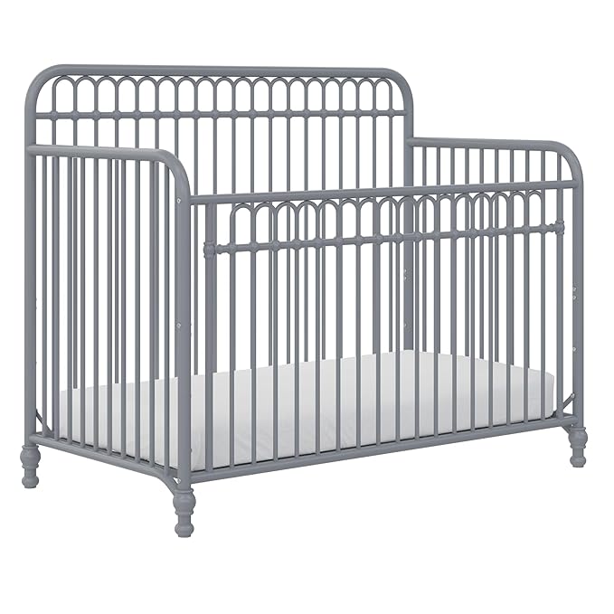 Little Seeds Ivy 3-in-1 Convertible Metal Crib, Dove Gray