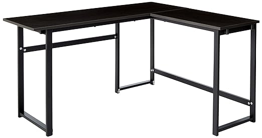 ZINUS Luke 53 Inch Black Metal Corner Desk / L-Shaped Computer Desk / Office Desk / Easy, Bolt Free Assembly