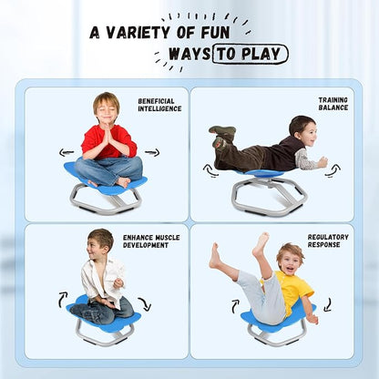 Elephant Kids Swivel Chair, Seat and Spinning Chair, Body Coordination Training Chair, Dark Blue Non Slip Sensory Toys 360° Spinning Chair for Autistic Kids Aged 3+, Improving Kid's Physical Fitness