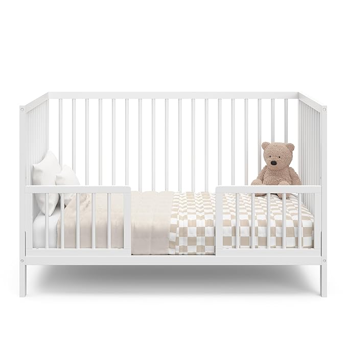 Graco Teddi 5-in-1 Convertible Crib (White) – GREENGUARD Gold Certified, Converts to Daybed, Toddler & Twin Bed with Headboard and Footboard, Adjustable Mattress Height