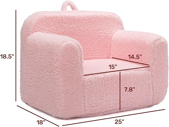 ALIMORDEN Kids Ultra-Soft Snuggle Foam Filled Chair, Toddler Cuddly Sherpa Reading Couch for Boys and Girls, Pink