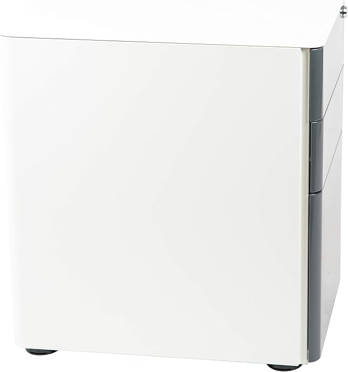 Flash Furniture Warner Modern 3-Drawer Mobile Locking Filing Cabinet with Anti-Tilt Mechanism & Letter/Legal Drawer, White with Charcoal Faceplate