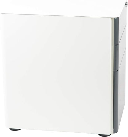 Flash Furniture Warner Modern 3-Drawer Mobile Locking Filing Cabinet with Anti-Tilt Mechanism & Letter/Legal Drawer, White with Charcoal Faceplate