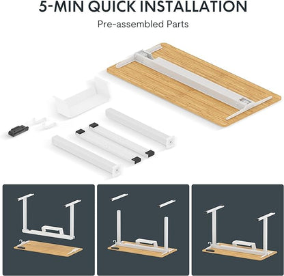 FLEXISPOT Adjustable Desk Quick Assembly Electric Standing Desk with 48 x 24 Inches Whole-Piece Ergonomic Memory Controller Sit Stand Desk(White Frame + 48" Bamboo Texture Desktop)