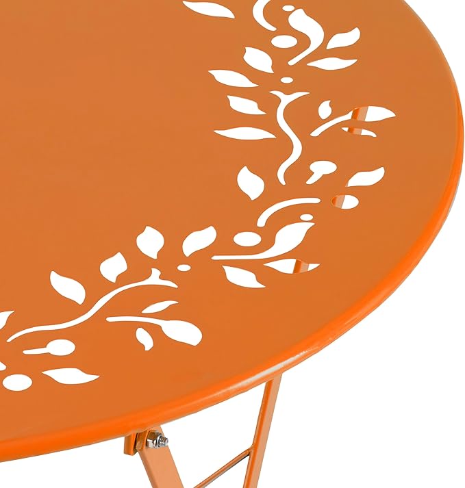 Alpine Corporation Indoor/Outdoor 3-Piece Bistro Set Folding Table and Chairs Patio Seating, Each, Orange