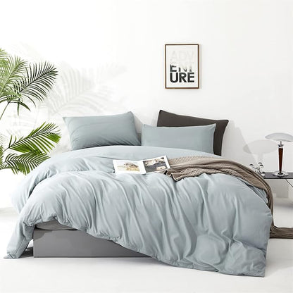Dusty Blue Comforter Set Twin Size Solid Blue Comforter 3 Pieces Blue Color Twin Comforter Bedding Set Girls Pure Blue Twin Bed Comforter Set All Season as Gift