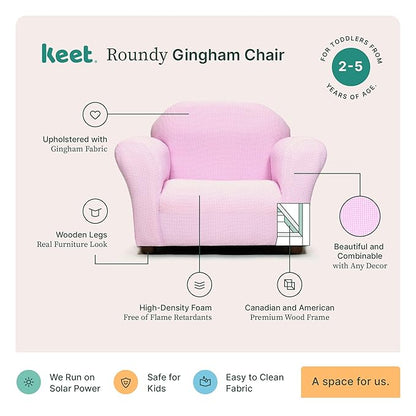 KEET Roundy Kid's Chair, Gingham Chair Only, Pink