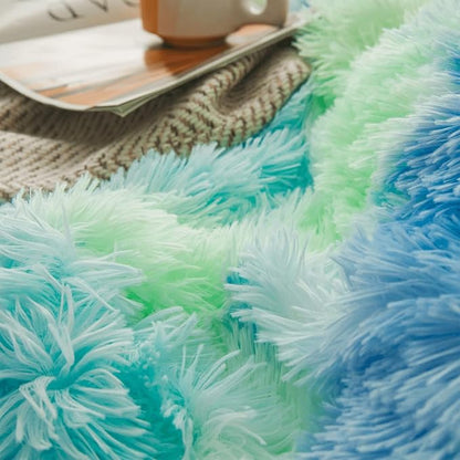 Tie dye Plush Fluffy Comforter Cover Set Queen - Ultra Soft Faux Fur tie dye Bedding Sets 3 Pieces (1 Shaggy Duvet Cover + 2 Pillow case) Fluffy Bed Set (Tie Dye Mint, Queen)