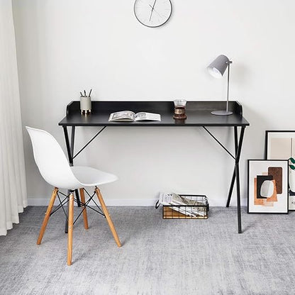 Alecono Black Desk 47'' Writing Computer Desk for Home Office Small Spaces Modern Study Sturdy PC Gaming Table, Black Wood