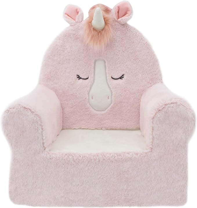 Soft Landing Animal Adventure Pink Unicorn, Sweet Seats, Compressed Premium Character Chair with Carrying Handle & Side Pockets