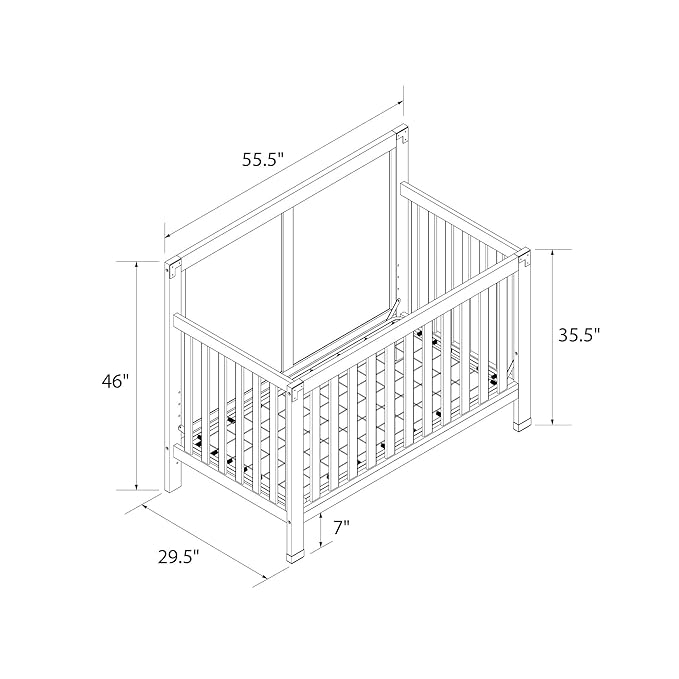 Baby Relax Miles 5-in-1 Convertible Crib, Nursery Furniture, Classic White