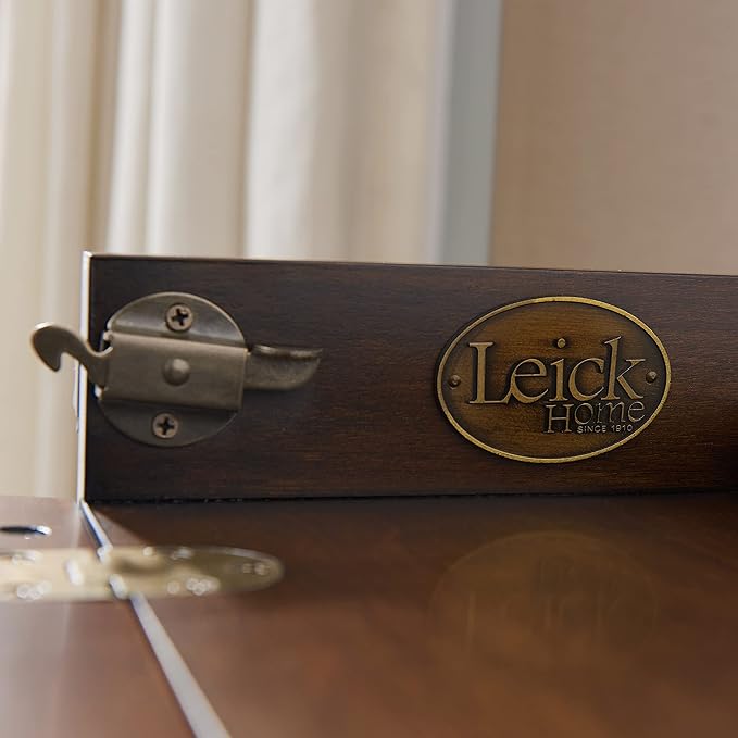 Leick Home Riley Holliday Computer Desk with Dropfront Keyboard Drawer, FURNITURE, Espresso/Gold