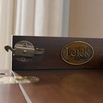 Leick Home Riley Holliday Computer Desk with Dropfront Keyboard Drawer, FURNITURE, Espresso/Gold
